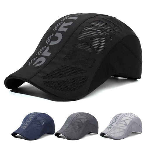 Summer New Arrival SPORT Letter Front Panel Cap For Men Breathable Sun Hat Outdoor UV Protection Baseball Cap