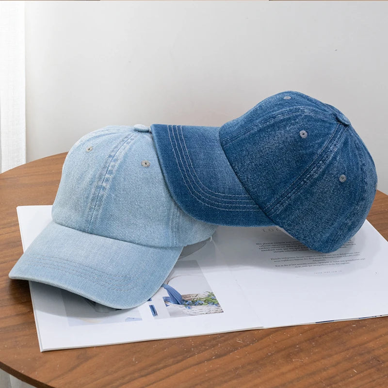 Fashion Denim Baseball Cap For Women Men Solid