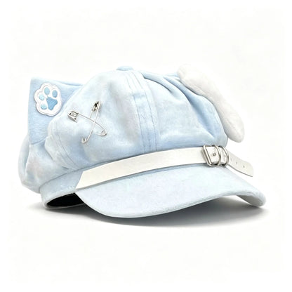 Cute Cat Ears Women Beret Anime Cat Paw Print Newsboy Cap Japanese Sweet Style Baseball Hat Daily Casual Wear