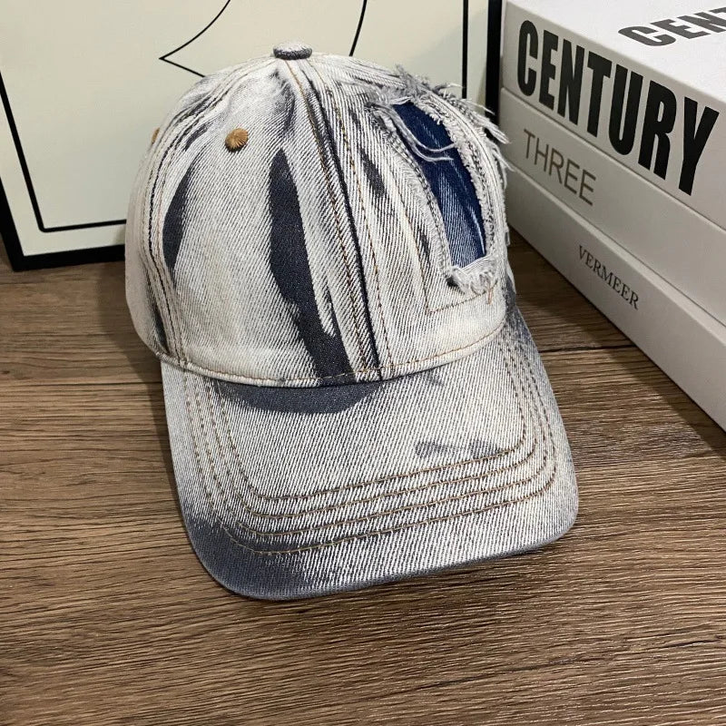 Men's Vintage Distressed Denim Baseball Cap