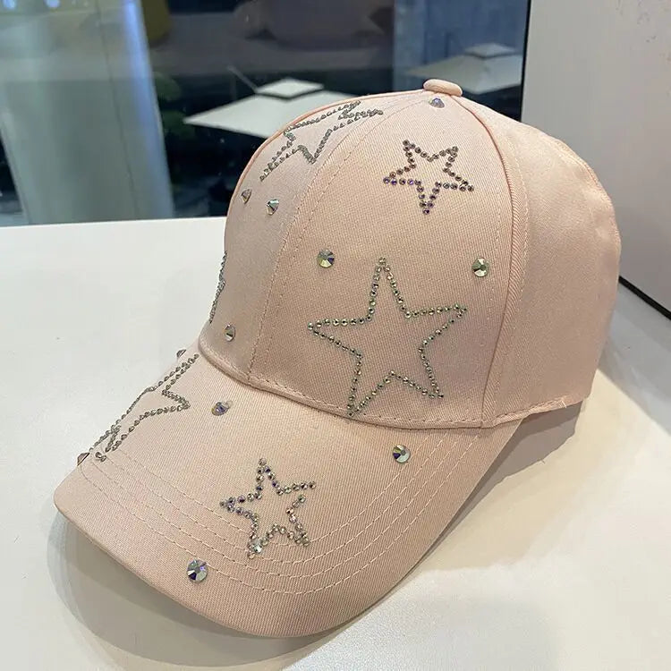 Women's Baseball Cap Five Pointed Star Inlaid Diamond Sun Hat