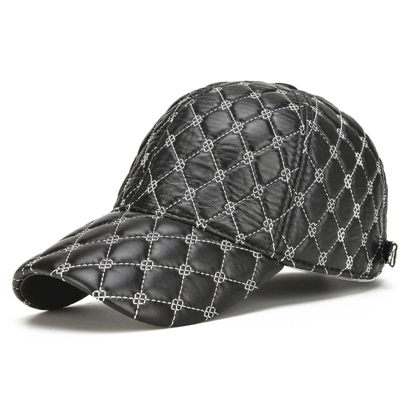 2026 Spring Genuine Sheepskin Leather Black Baseball Caps