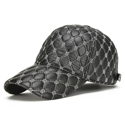 2026 Spring Genuine Sheepskin Leather Black Baseball Caps
