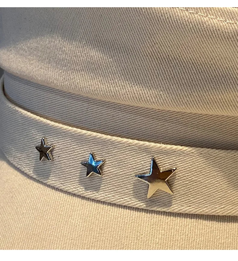 Women's Beret Black Star Hat Spring And Autumn Winter British Retro Fashion