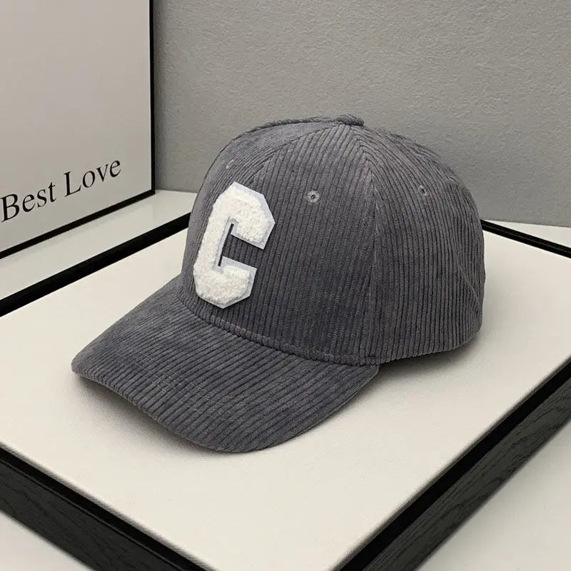 Fashion Corduroy Baseball Cap Ladies Letter C baseball Hat Women Man