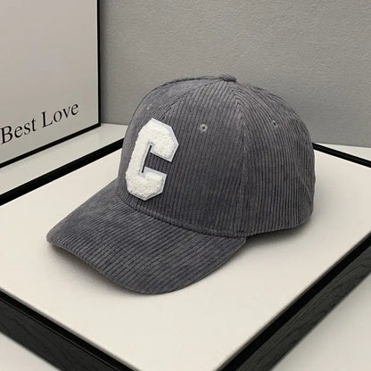 Fashion Corduroy Baseball Cap Ladies Letter C baseball Hat Women Man