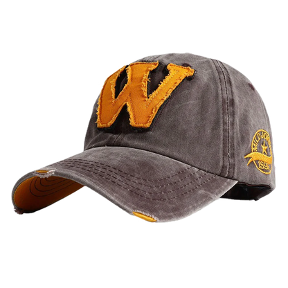 2025 W Letter Embroidery Washed Cotton Baseball Cap