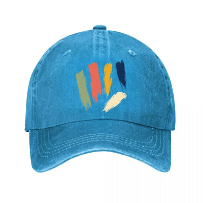 Modern Abstract Painted Stripe Colle Washed Baseball Cap