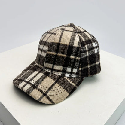 New Unisex British Style Plaid Color Block Baseball Hats