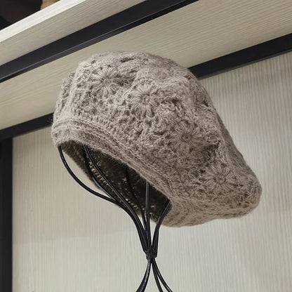 New Winter Crochet Beret For Women Wool Knit Hat