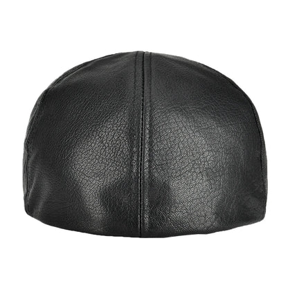 Lambskin Leather Ivy Newsboy Caps 6 Panel Cabbie Beret Hat