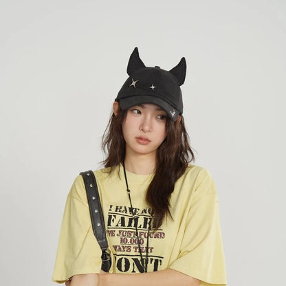 Y2K Cat Ear Rivet Leopard Baseball Hats