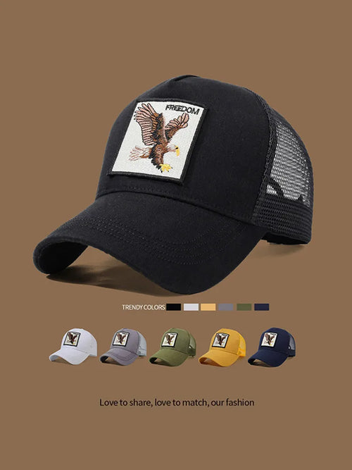 Unisex Trucker Cap with Eagle Embroidery & Applique - Suitable for Daily Casual Wear