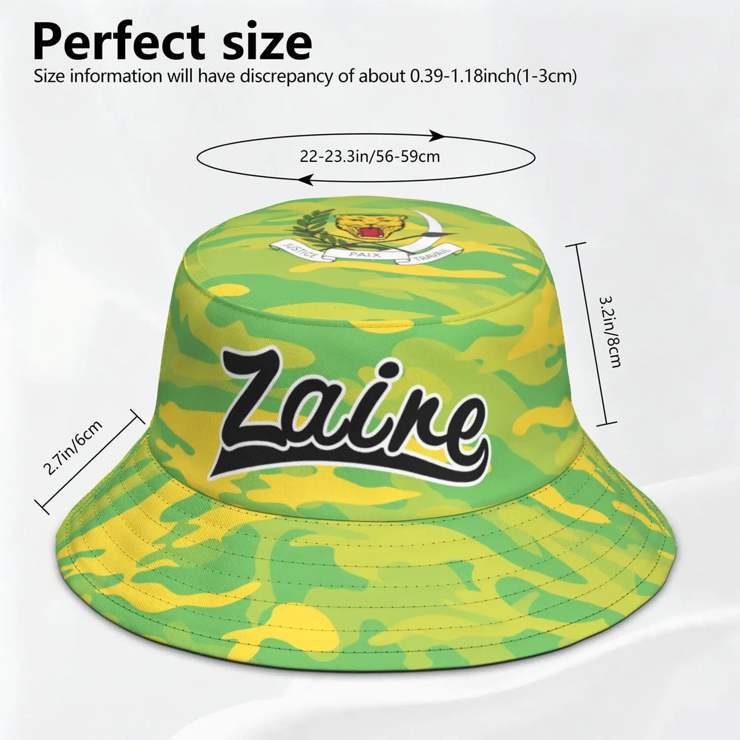 Zaire Free Custom Made Name Number Zar Bucket Cap Nation Flag Za Congo Country