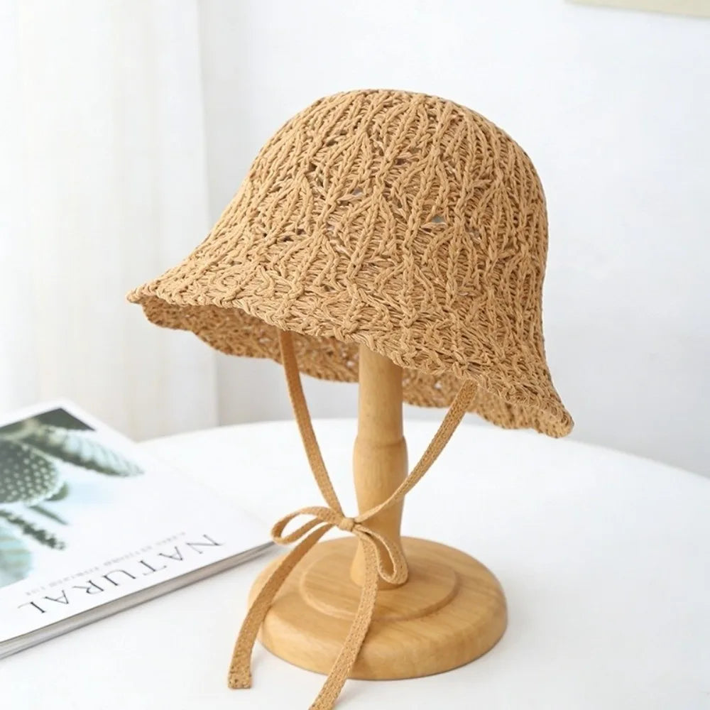 Thin Women Bucket Hat Foldable Design Breathable Sun Hat