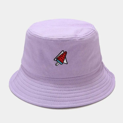 2024 Panama Bucket Hat Fruit Strawberry Embroidered Fishing Cap