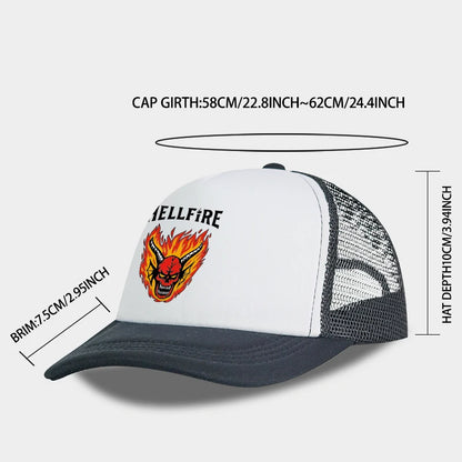 Hellfire Demon Flame Skull Print Baseball Cap Retro Streetwear Fashion