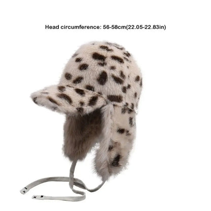 Trendy Retro Bomber Hats Thickened Warm Leopard Print Hats