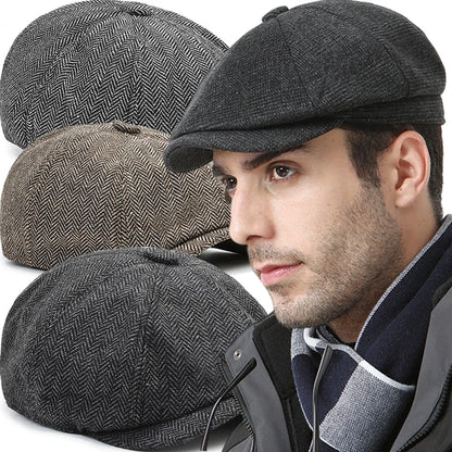 New Fashion Vintage Octagonal Hats Big Head Circumference British Painter's Beret