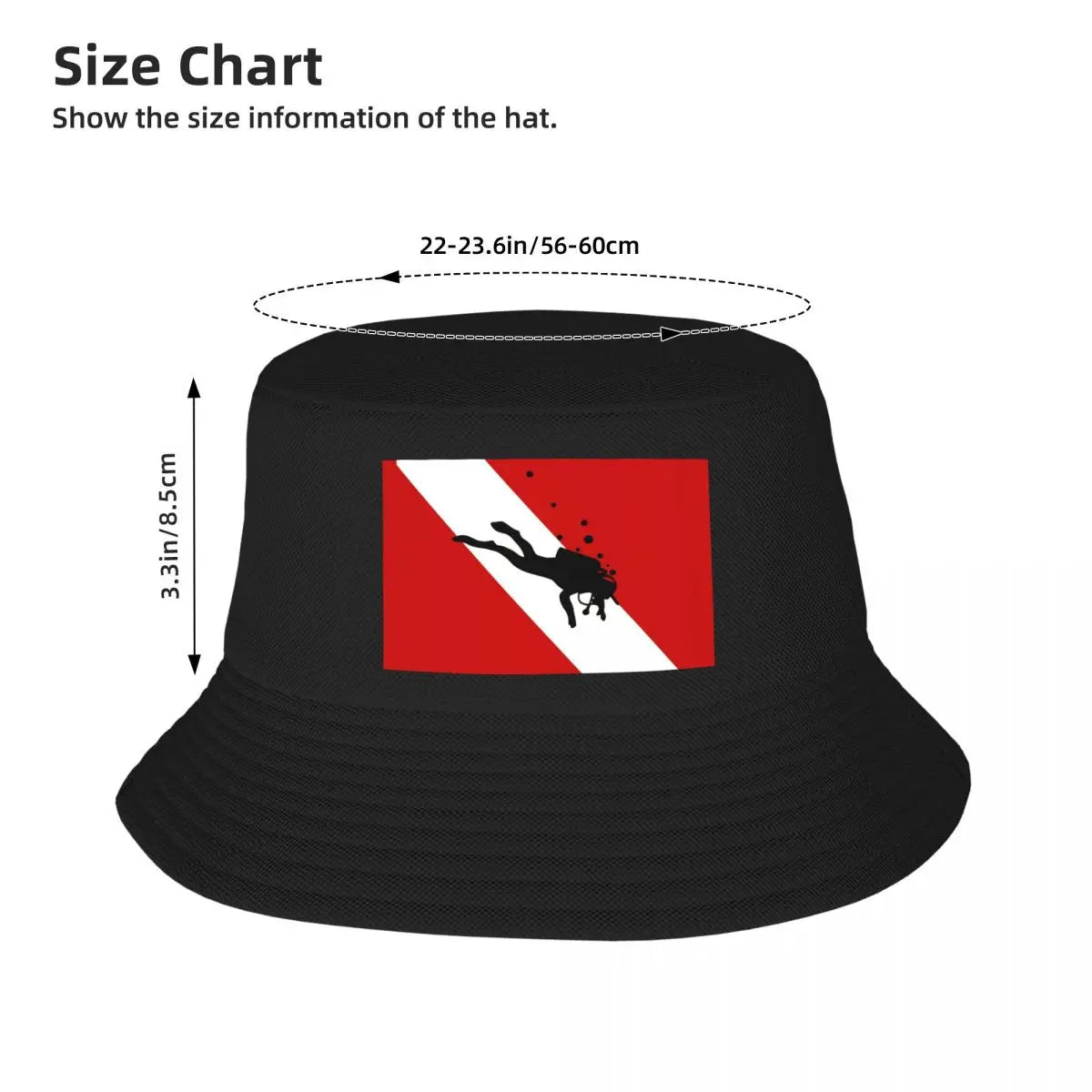 Custom Scuba Dive Flag Bubble Bucket Hat Women Men