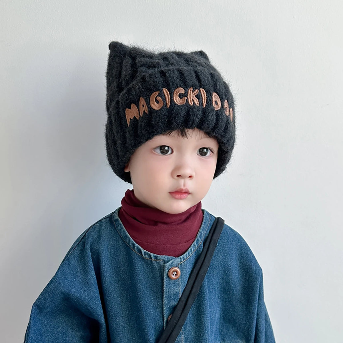 Fashion Letter Children Knitted Hat Boy Girl Thicken Woolen Pullover Cap