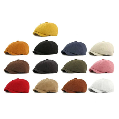 Winter Polyester Print Warm Newsboy Caps Men Flat