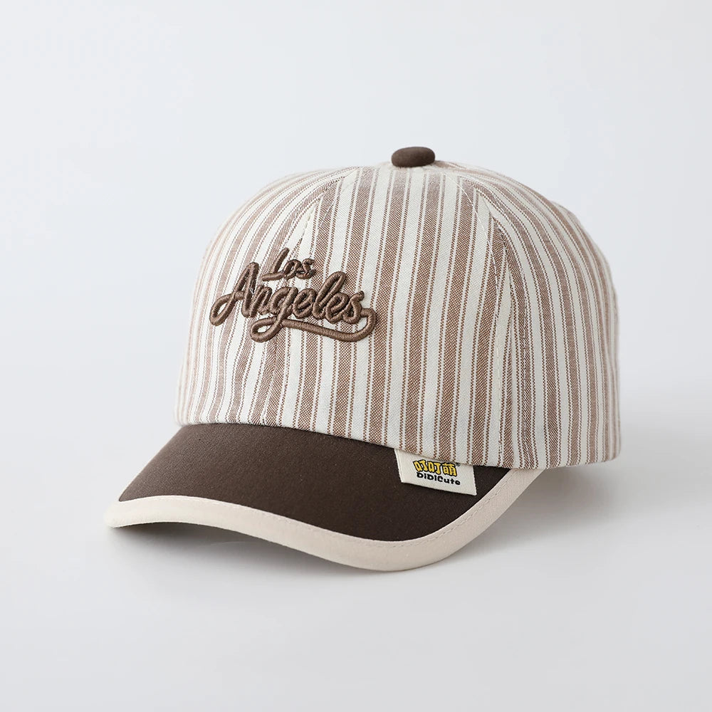 Children's Los Angeles Printed Striped Baseball Cap Contrasting Color Brimmed Sun Hat Adjustable Suitable