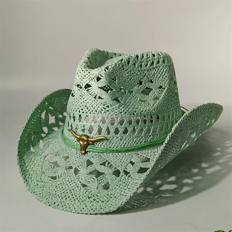 Vintage Summer Beach Bohemian Straw Hat Shell Women Men