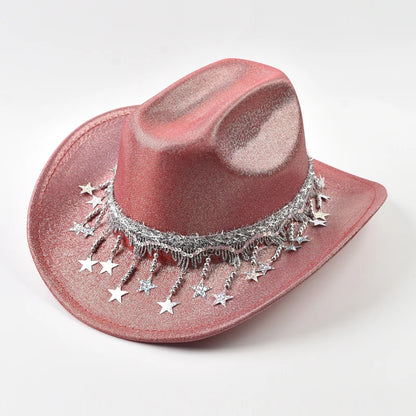 Women Sequin Fedora Hat With Rhinestone Ribbons