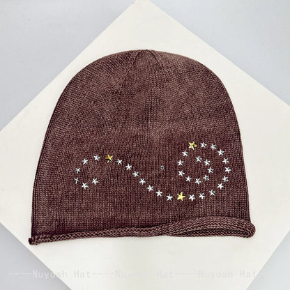New Men Women American Retro Rivet Stars Knitted Hats