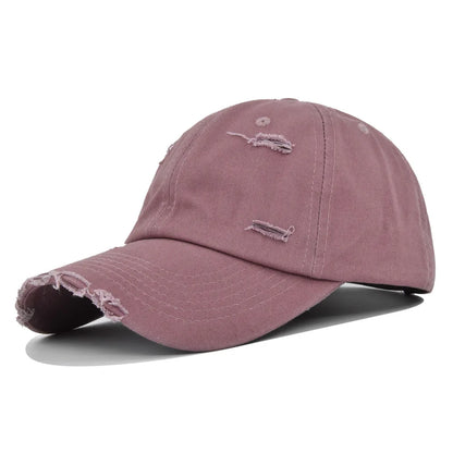 Washed Hole Baseball Cap New Spring Solid Sunhat Men Women