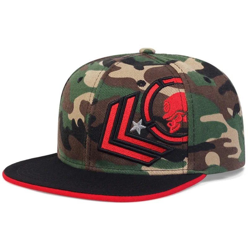 Unisex Skeleton Embroidery Snapback Cap Women Outdoor Sports Flat Hats Men