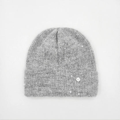 Winter Real Fox Fur Pompom Hats Sequin Skullies Beanie For Women Wool Knitted Hats