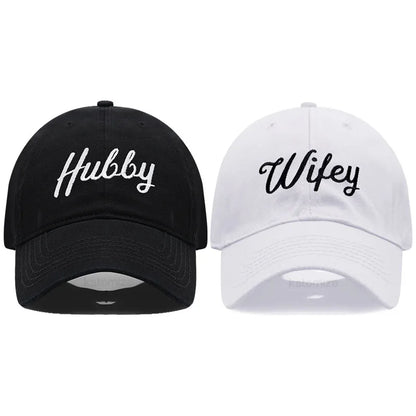 Embroidered Wifey & Hubby Hat Soft Cotton