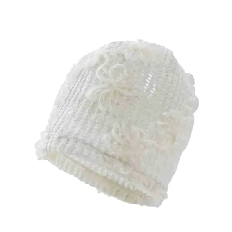 Spring And Summer New Korean Style Three-Dimensional Floral Beanie