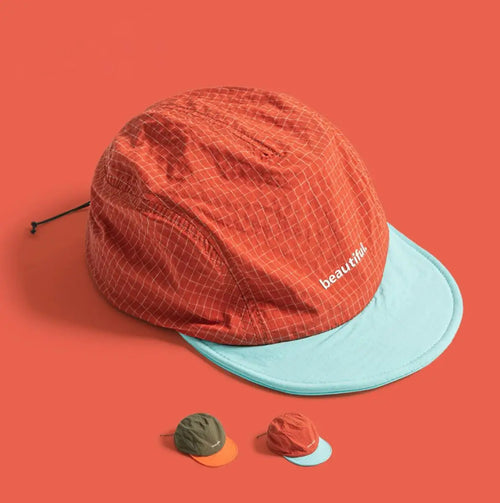 5 Panel Baseball Cap Short Brim Nylon Adjustable Drawstring Sun Hat