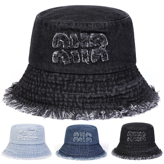 Unisex Niin Letter Hole Personality Cowboy Bucket Hats Fishermen Caps