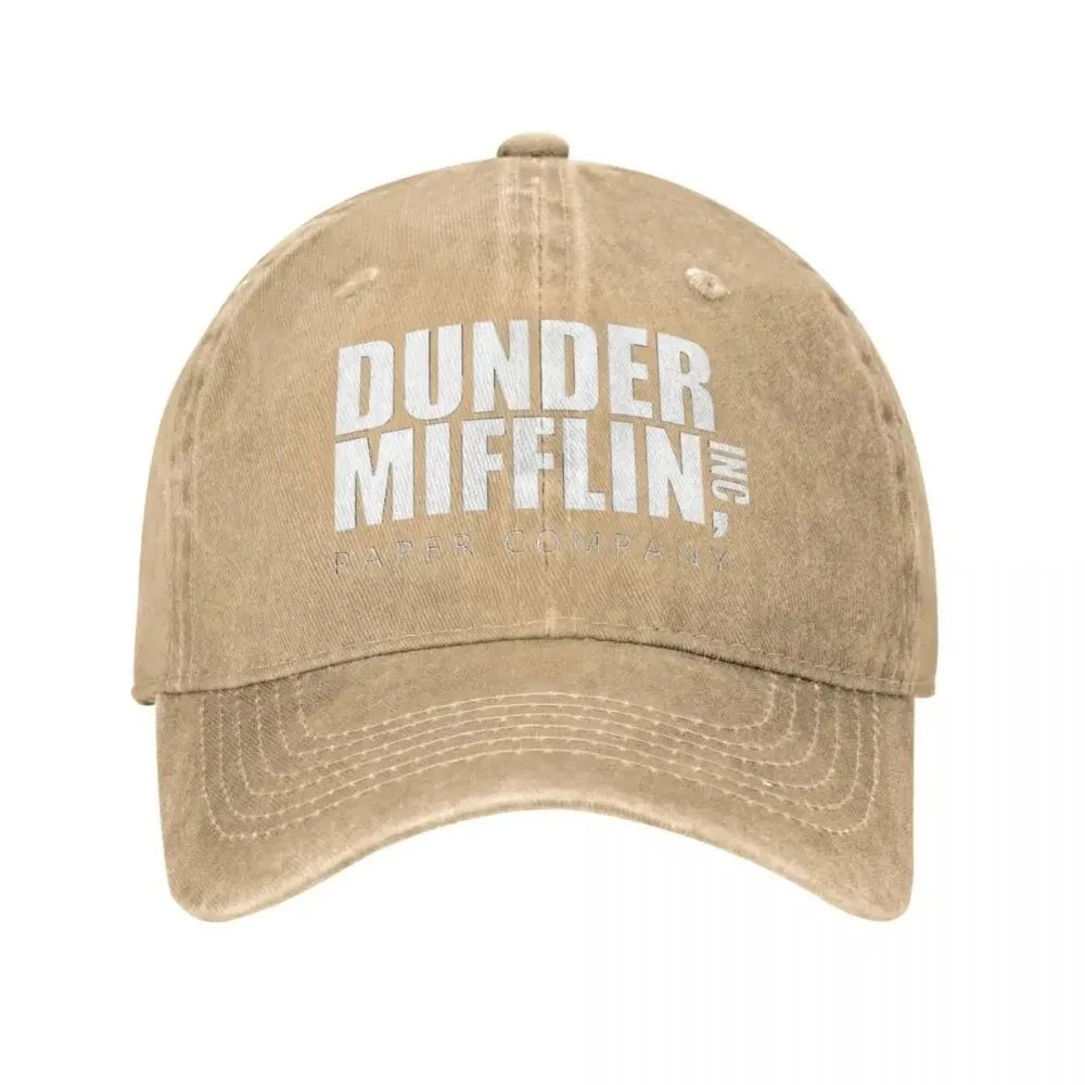 Classic Dunder Mifflin Logo Baseball Caps Men Women Distressed Denim Washed Sun Cap