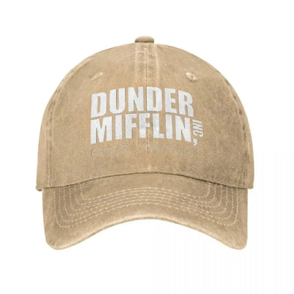Classic Dunder Mifflin Logo Baseball Caps Men Women Distressed Denim Washed Sun Cap
