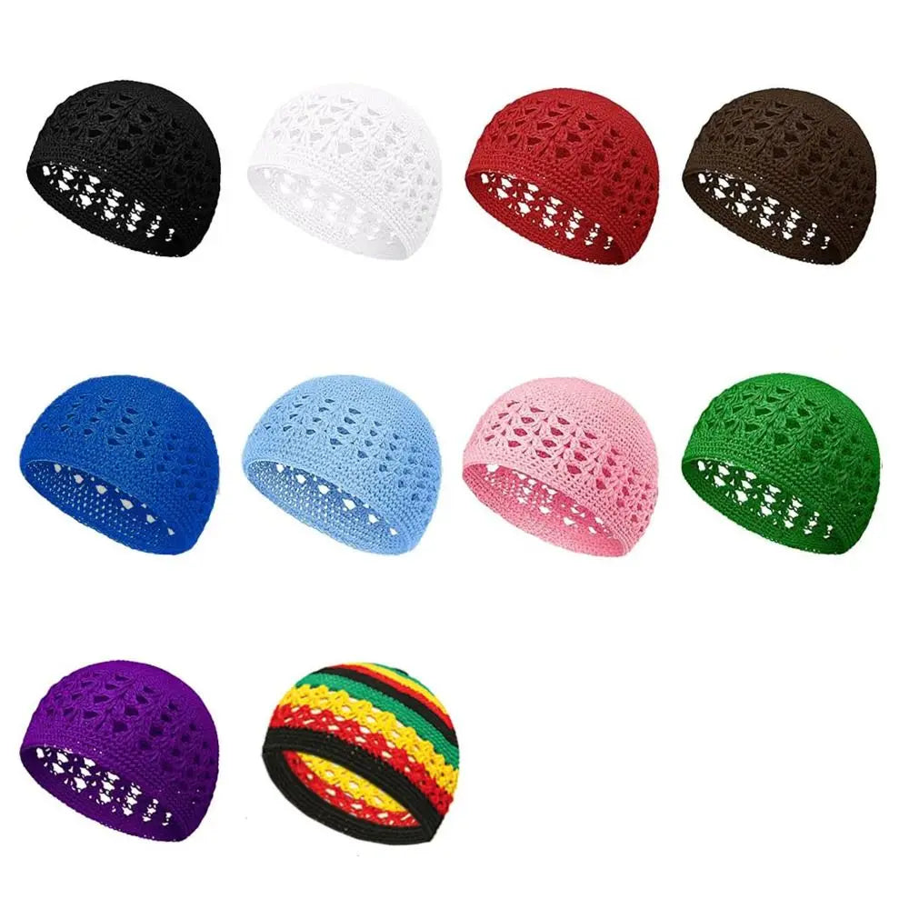 Fashion Knitted Crochet Beanie Hats Solid Color Handmade Kufi Hat