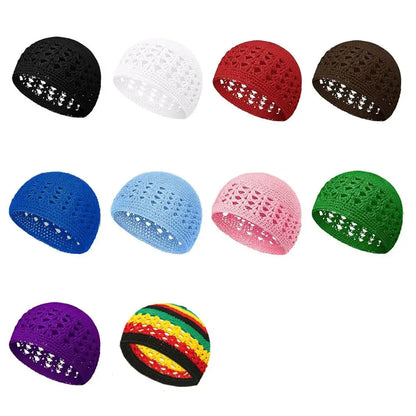 Fashion Knitted Crochet Beanie Hats Solid Color Handmade Kufi Hat