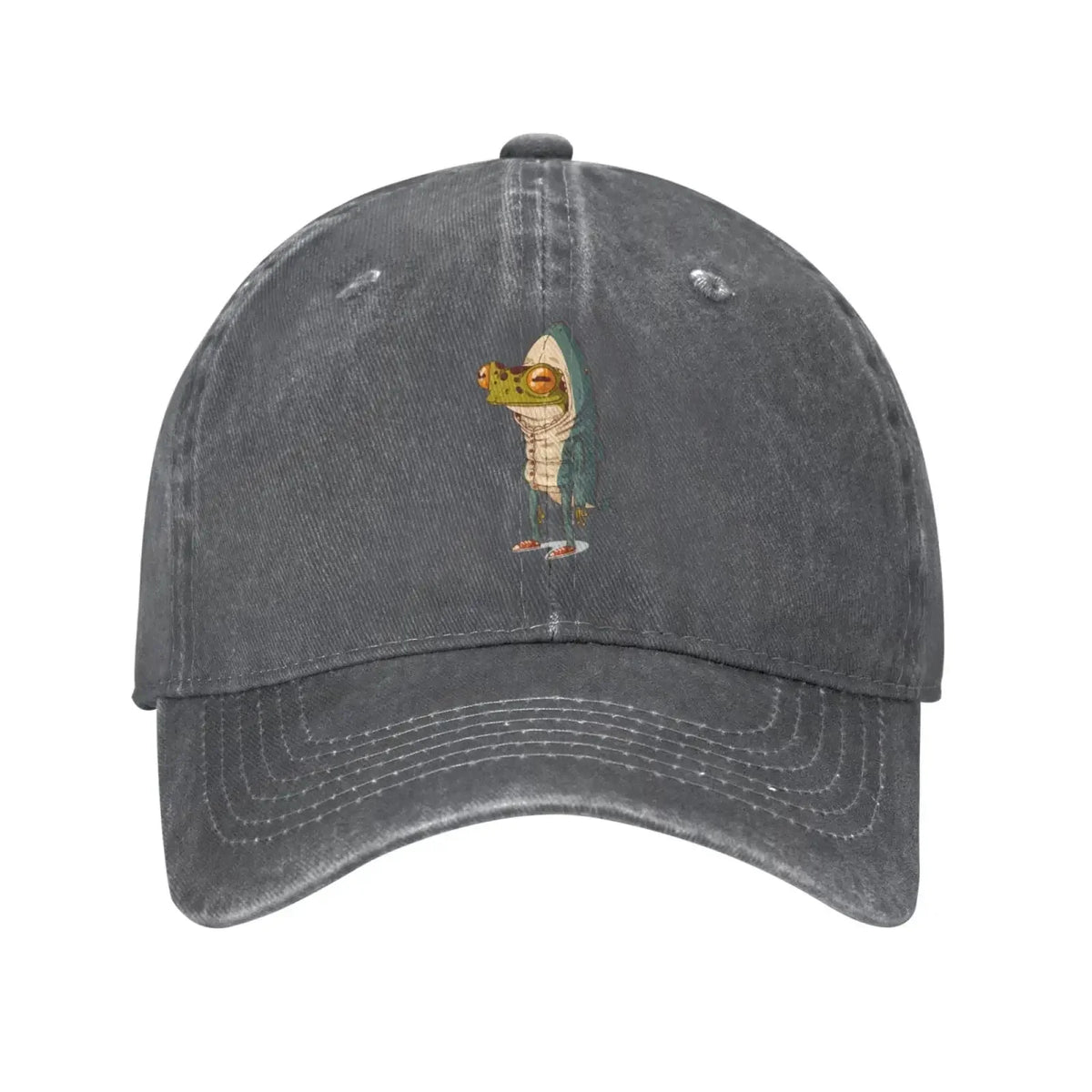 Frog Shark Adjustable Washed Denim Cotton Low Profile Men Dad Trucker Hat