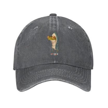 Frog Shark Adjustable Washed Denim Cotton Low Profile Men Dad Trucker Hat