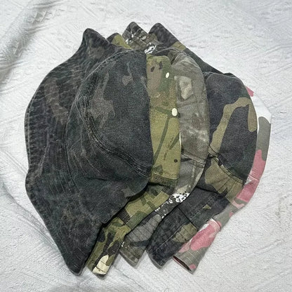 Washed Cotton Camouflage Bucket Hat
