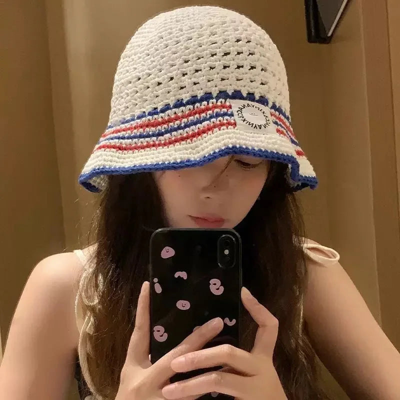 Sun Hat Striped Fisherman Hat Women's