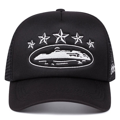 Five Star Mesh Hat Men's Street Hip Hop Hat Women's Outdoor Baseball Hat