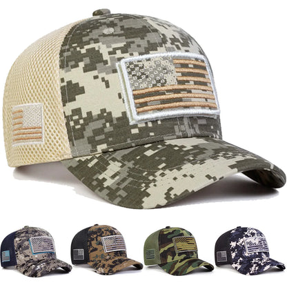 Unisex Adjustable American Flag Embroidery Camouflage Baseball Cap