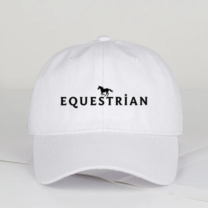 Equestrian Themed Horse Logo Print Soft Top Baseball Cap Soft Comfortable Breathable Adjustable Retro