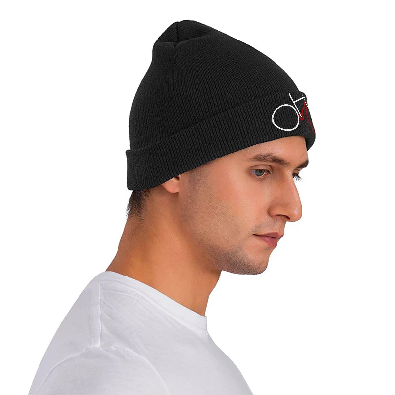 Bicycle Graphic Beanie Warm Knit Skull Cap