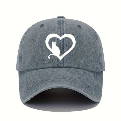 Kitten Print Baseball Cap Retro Lightweight Washed Hat women's for All Seasons